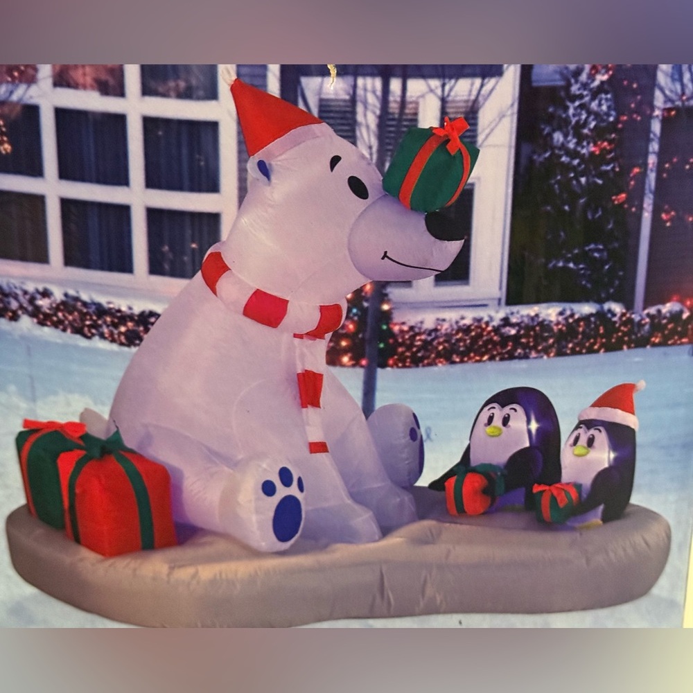 Joiedomi 6 FT Christmas Inflatable Polar Bear & Penguins w/ Build-In Leds